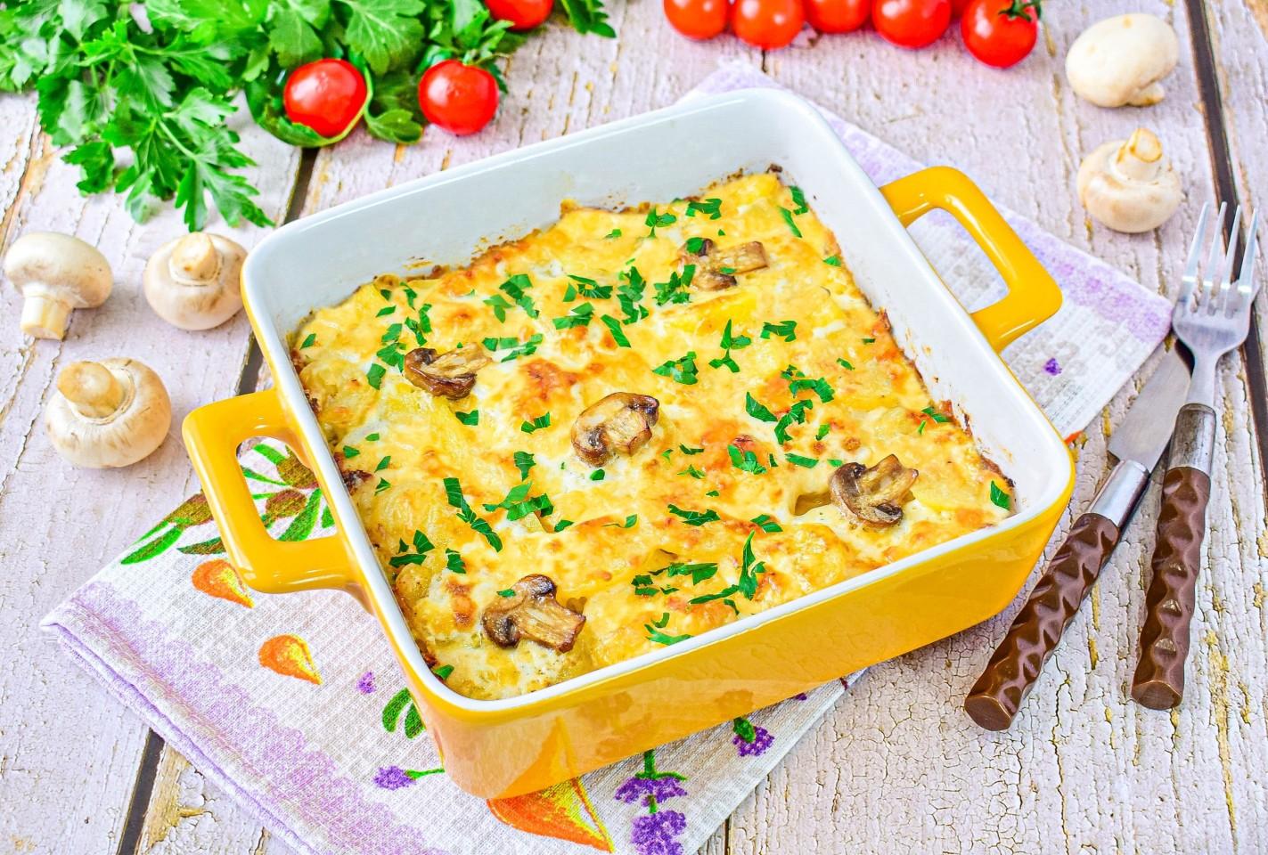 Картофельная запеканка с грибами фото Картофельная запеканка с грибами и сыром рецепт с фото пошагово - 1000.menu