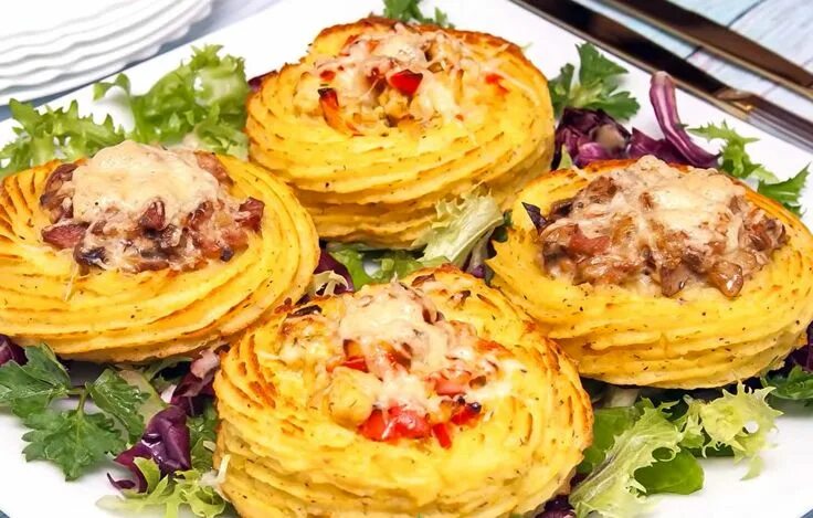 Картофельные блюда фото Картофельные гнезда с двумя вкусными начинками Ethnic recipes, Food, Mashed pota