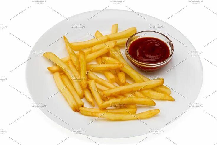 Картошка фри с соусом фото French fries with red sauce on a whi containing food, plate, and sauce Red sauce