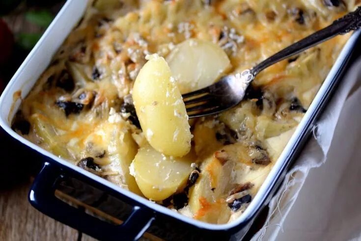 Картошка с грибами в сливках фото Potato & Mushroom Sour Cream Bake Рецепт Идеи для блюд, Картофельные блюда, Реце