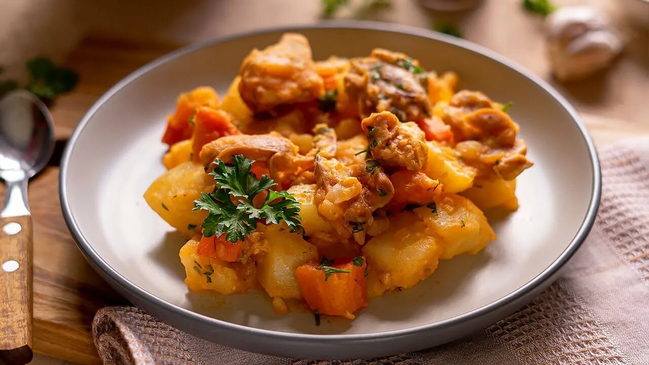 Картошка с курицей потушить фото Тушеная картошка с копченой курицей. Как сделать картошку в два раза вкуснее. - 