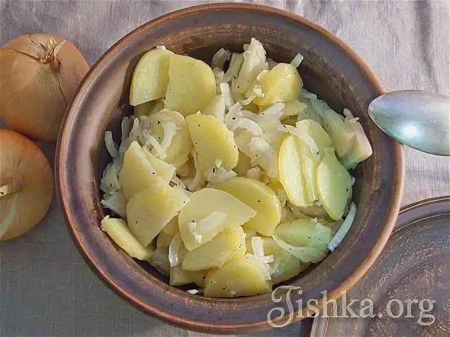 Картошка с луком фото Картофельный салат рецепт с фото Food, Fruit, Honeydew