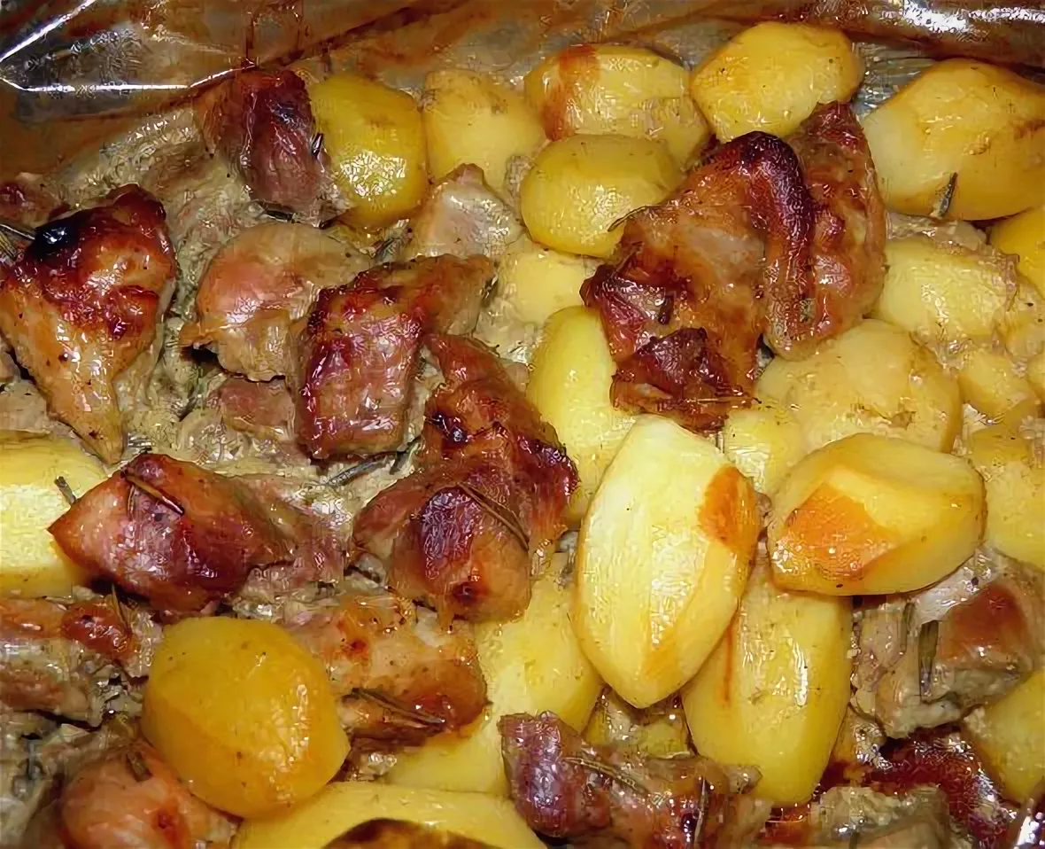 Картошка с мясом фото дома Картошка с мясом на противне