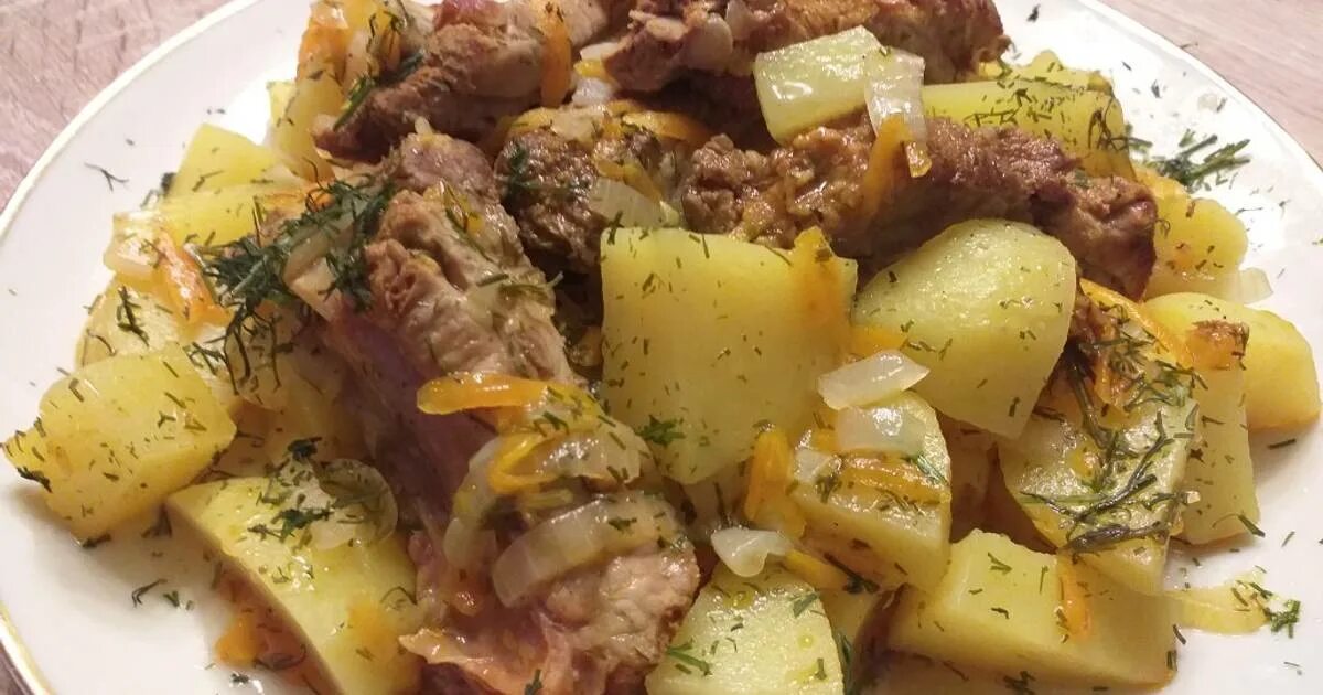 Картошка с ребрышками с фото Рёбрышки с картошкой - покроковий рецепт з фото. Автор рецепта Галчёнок ✈ . - Co