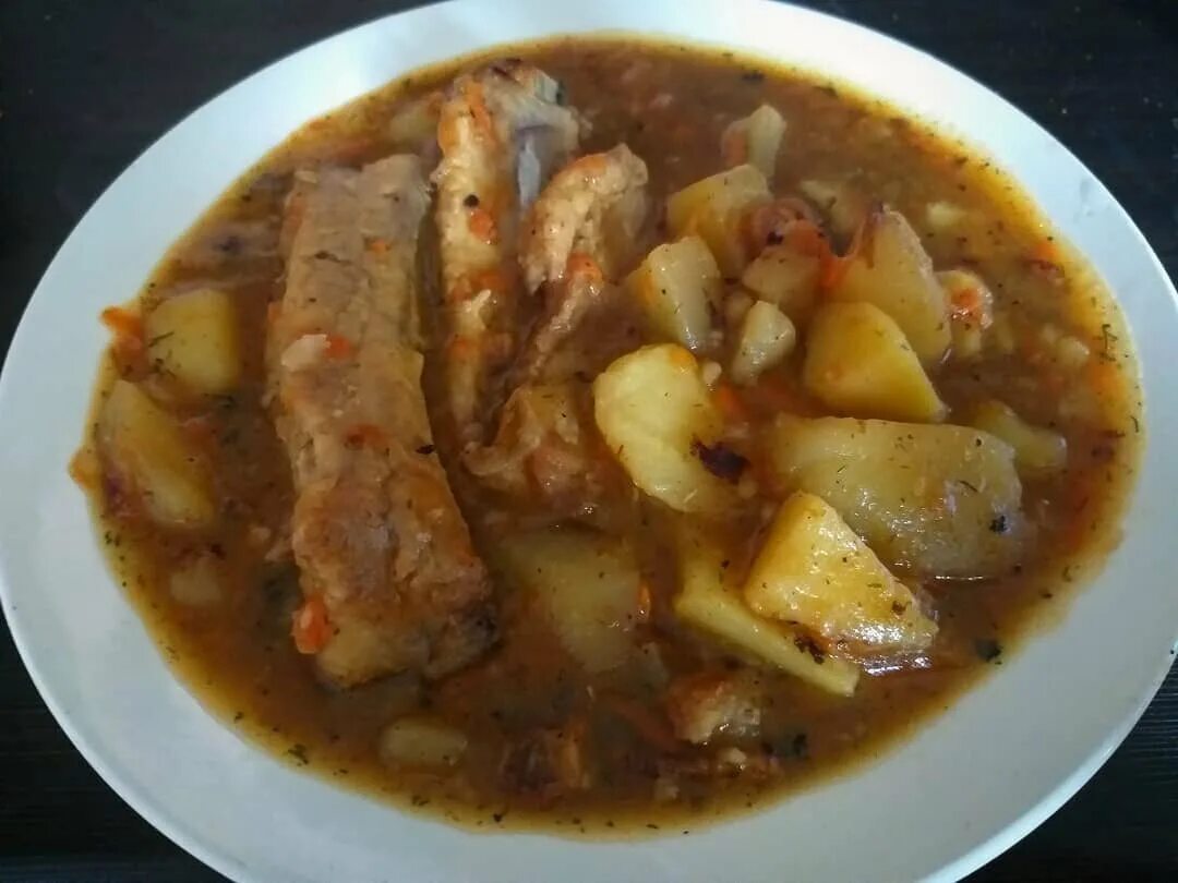 Картошка с ребрышками с фото Тушеная картошка казани