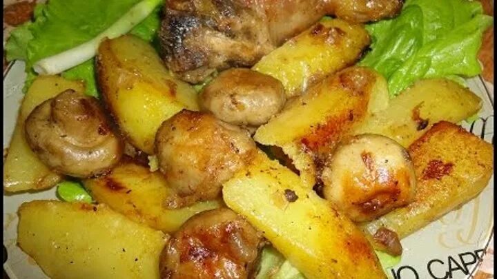 Картошка с шампиньонами в духовке фото как приготовить картошку с курицей и с сыром в духовке ОК