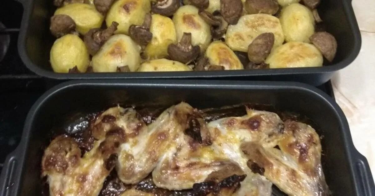 Картошка с шампиньонами в духовке фото Картинки ШАМПИНЬОНЫ ЦЕЛИКОМ С КАРТОШКОЙ В ДУХОВКЕ