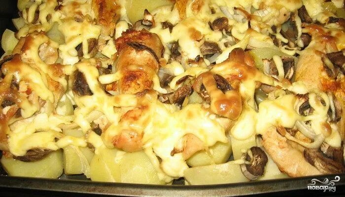 Картошка с шампиньонами в духовке фото Запеченные опята - пошаговый рецепт с фото на Повар.ру