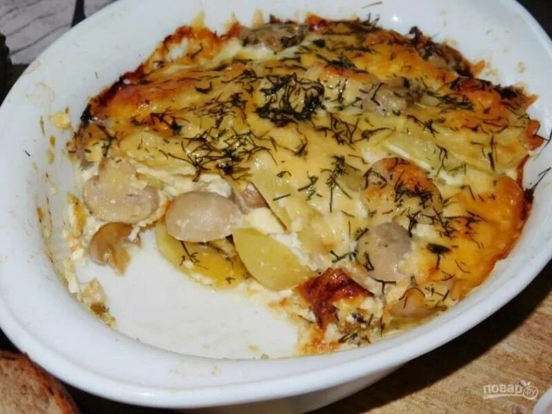 Картошка с шампиньонами в духовке фото Картофель с грибами и сыром в духовке - пошаговый рецепт с фото на Повар.ру