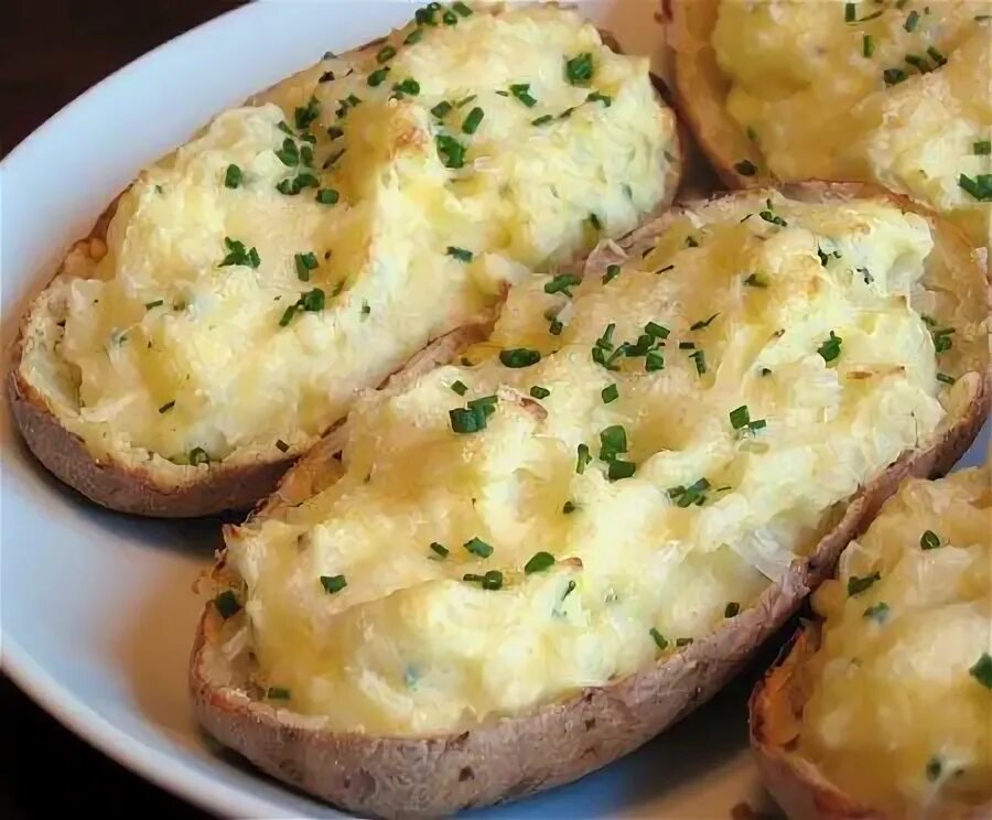 Картошка с сыром рецепты с фото Twice-Baked Potatoes Twice baked potatoes, Baked potato recipes, Recipes