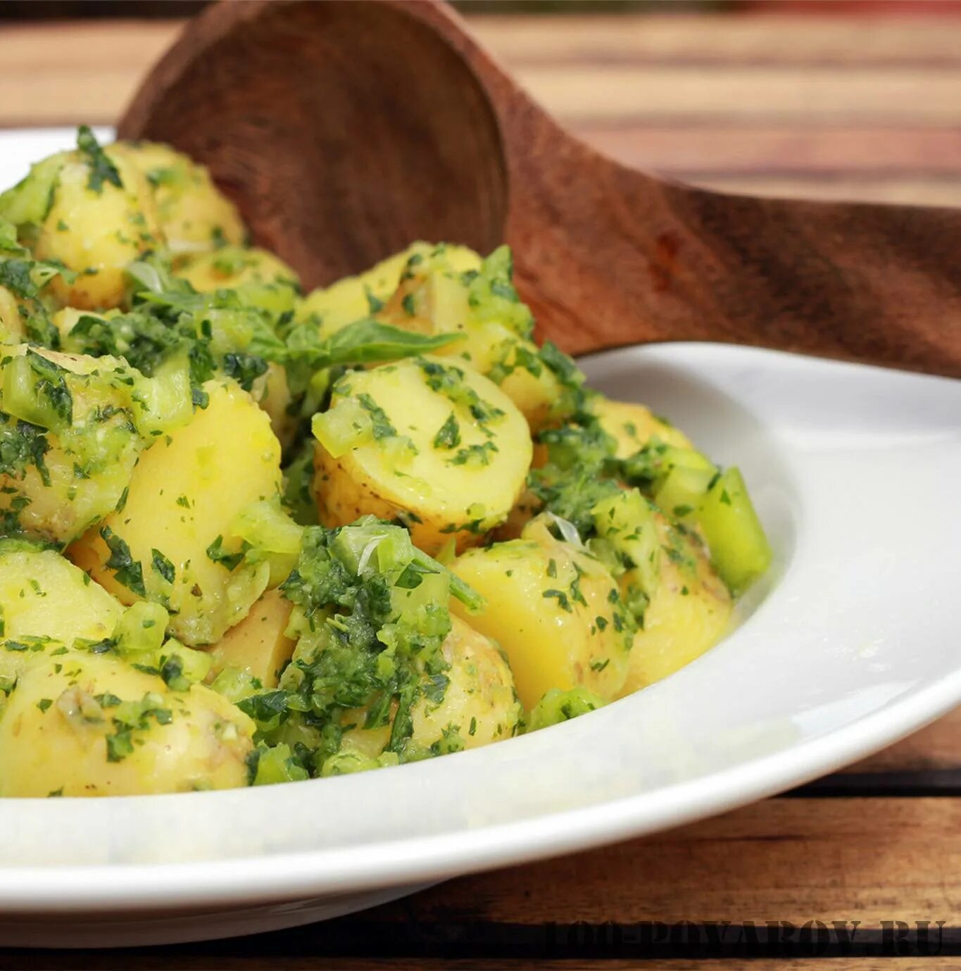 Картошка с зеленью фото рецепт Немецкий картофельный салат (Kartoffelsalat) - простой и вкусный рецепт с пошаго