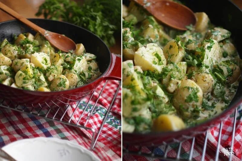 Картошка с зеленью фото рецепт Картофель с зеленью, кабачком и лимонно-сливочным соусом (тестирование чугунной 