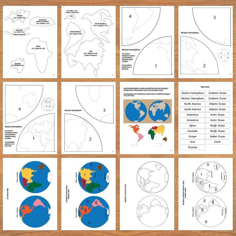 Карту выкройка Kit de patrón de mapa de continente de bricolaje PDF imprimible - Etsy España Ma