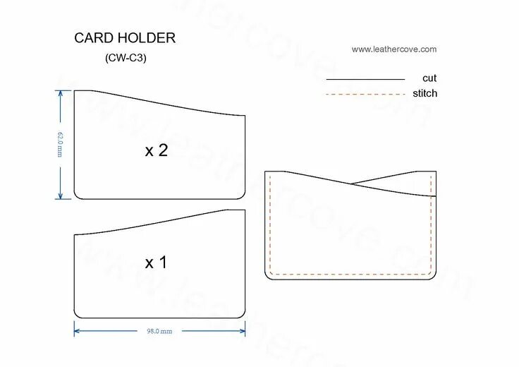 Карту выкройка Slim Card Holder Pattern - Pdf - Leathercove pertaining to Card Stand Template i