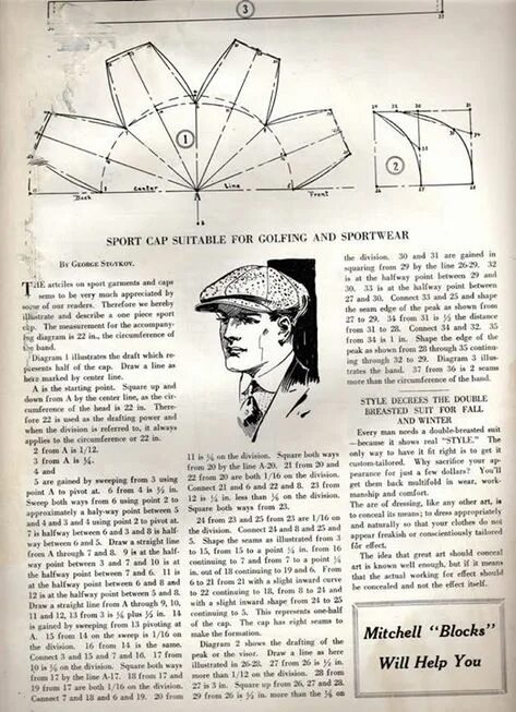 Картуз мужской начало двадцатого века выкройка Free Flat Cap Patterns for Stylish Headwear