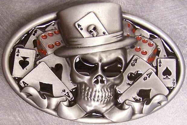 Карты черепа фото Pewter Belt Buckle Gamble Casino Skull Cards & Dice Diseños de calaveras, Calave