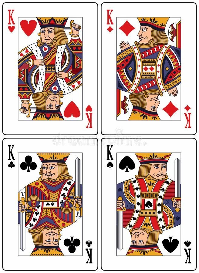 Карты короли фото Playing Cards - Kings. Set of four colored kings (hearts, diamonds, clubs and sp