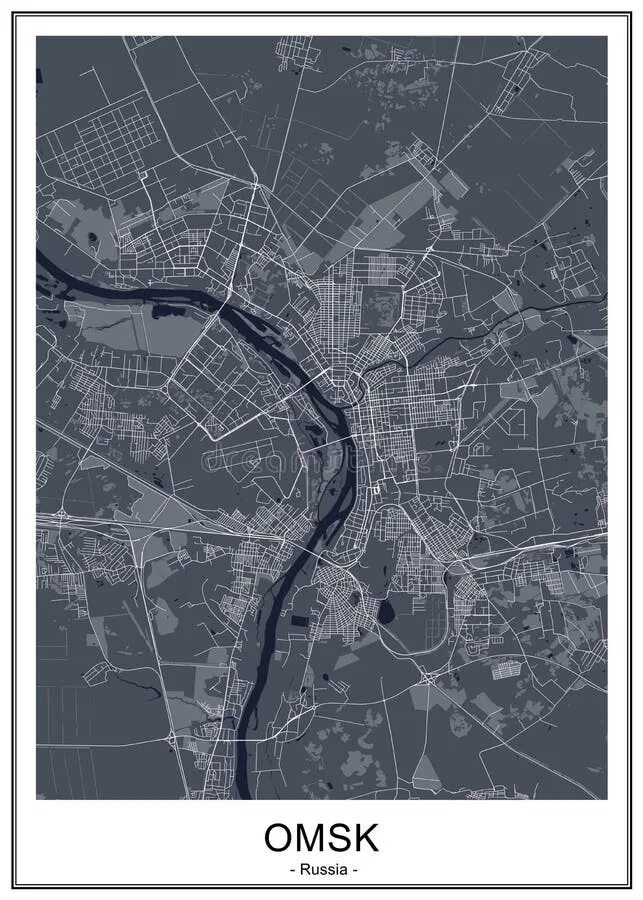 Карты омск фото Map of the City of Omsk, Russia Stock Illustration - Illustration of city, admin