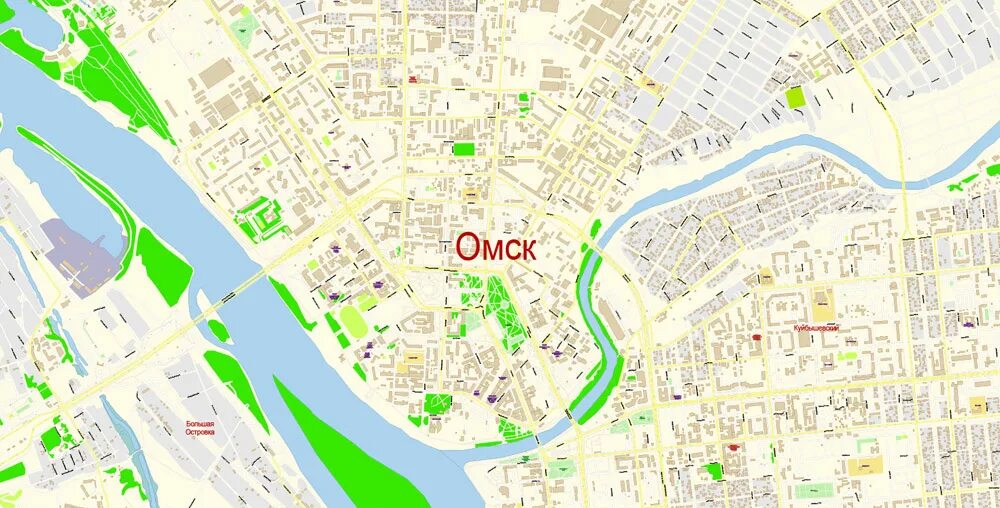 Карты омск фото Омск векторная карта подробная редактируемая в слоях Adobe Illustrator