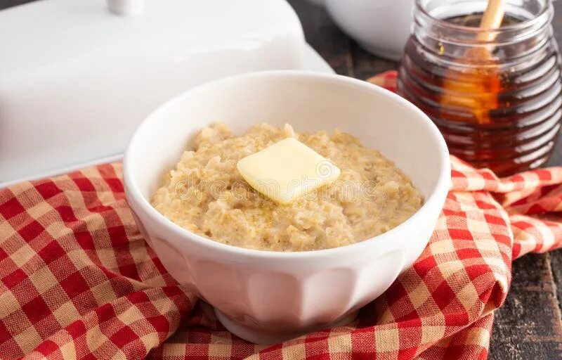 Каша с маслом фото Oatmeal with Butter and Sweetened with Honey Stock Photo - Image of plaid, meal: