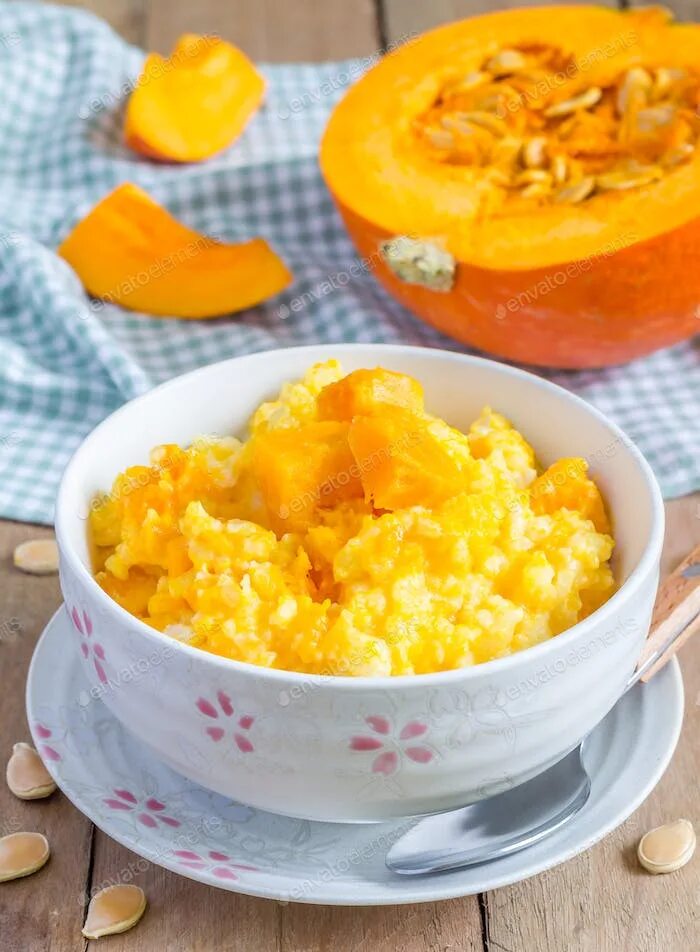 Каша с тыквой фото Pumpkin porridge with rice and milk photo by iuliia_n on Envato Elements