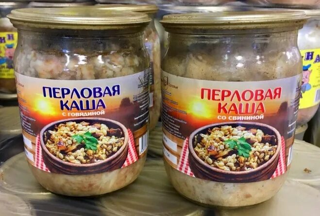 Каша в банке фото Каша перловая со свининой :: Тушенка, консервы :: Готовая продукция