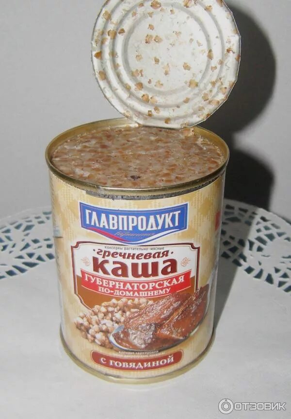 Каша в банке фото Отзыв о Консервы Главпродукт "Каша гречневая с говядиной" Приятная на вкус гречк