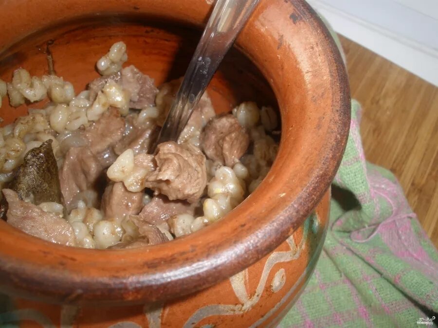 Каша в горшочках в духовке фото Перловка со свининой в духовке - пошаговый рецепт с фото на Повар.ру