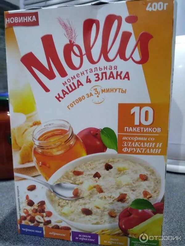 Каша в коробках фото Отзыв о Моментальная каша Mollis 4 злака Отличный выбор для утреннего перекуса