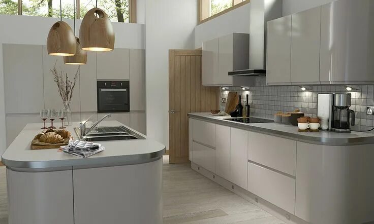 Кашемир серый кухня фото Wren Kitchens - Handleless Cashmere Gloss Kitchen Kitchen interior, Kitchen fitt