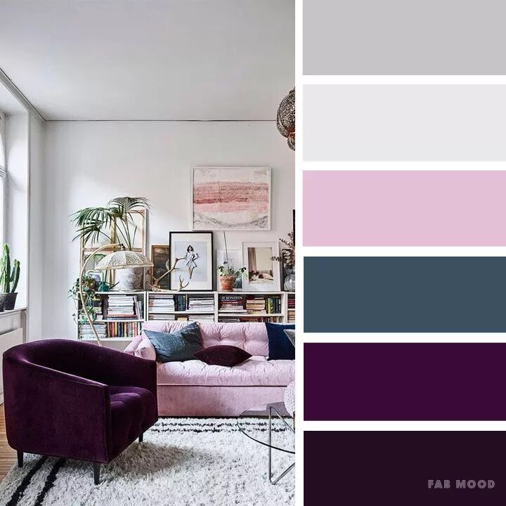 Кашемир серый сочетание цветов в интерьере Cashmere rose ,purple and grey color inspiration Living room color schemes, Bedr