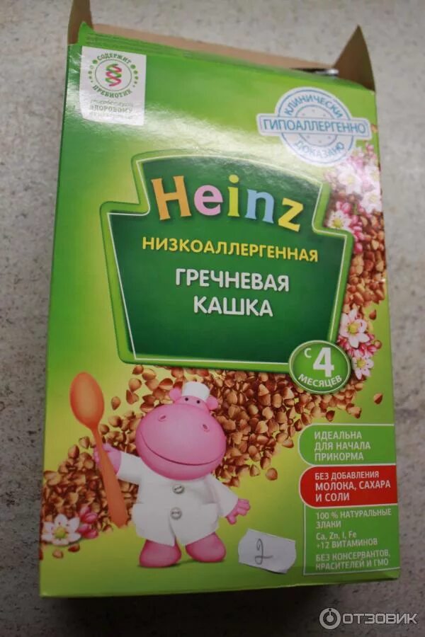 Каши с 4 месяцев фото Отзыв о Каша Heinz гречневая без молока использовали в качестве первого прикорма