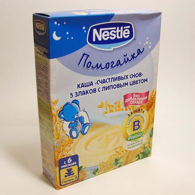 Каши с 6 месяцев фото Купить Детское питание Nestle Каша 5 злаков с липов. цветом с 6 мес. 200 гр. Нес