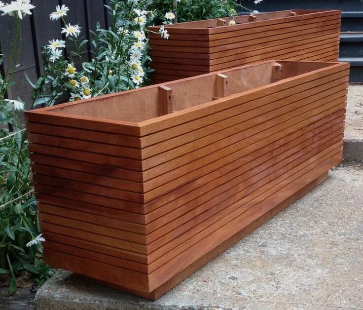 Кашпо деревянное уличное фото Image result for modern wood planter boxes Wood planters, Wood planter box, Plan