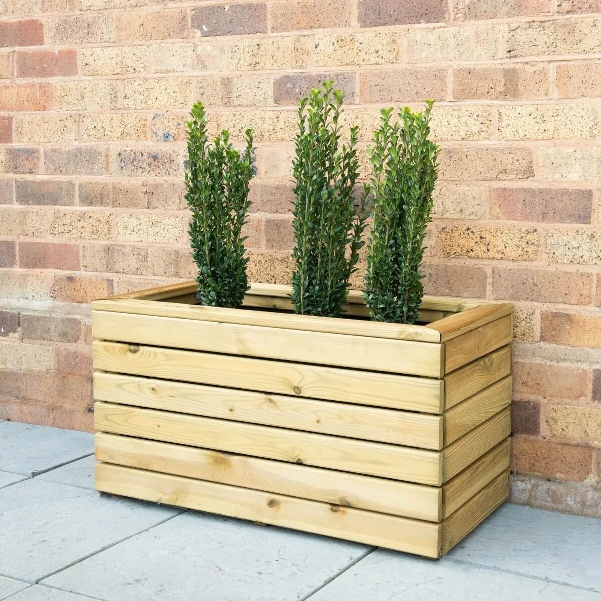 Кашпо деревянное уличное фото Forest Linear Planter - Double - Pressure Treated - 2ft 7in - elbec garden build