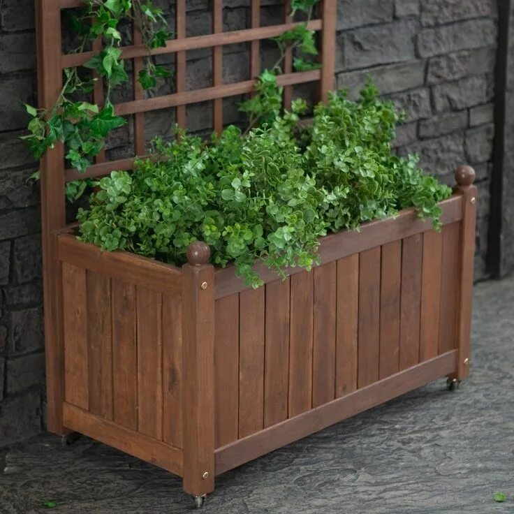 Кашпо для дачи фото $119 Wood planters, Wood planter box, Planter box with trellis