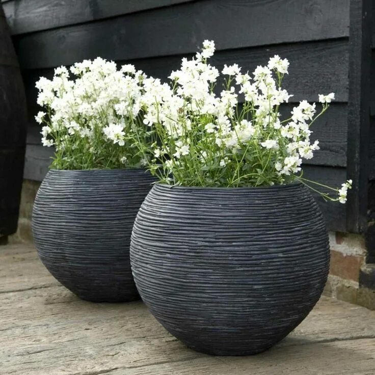 Кашпо для цветов фото Ribbed Vase Ball Planter Large garden pots, Large garden planters, Large outdoor