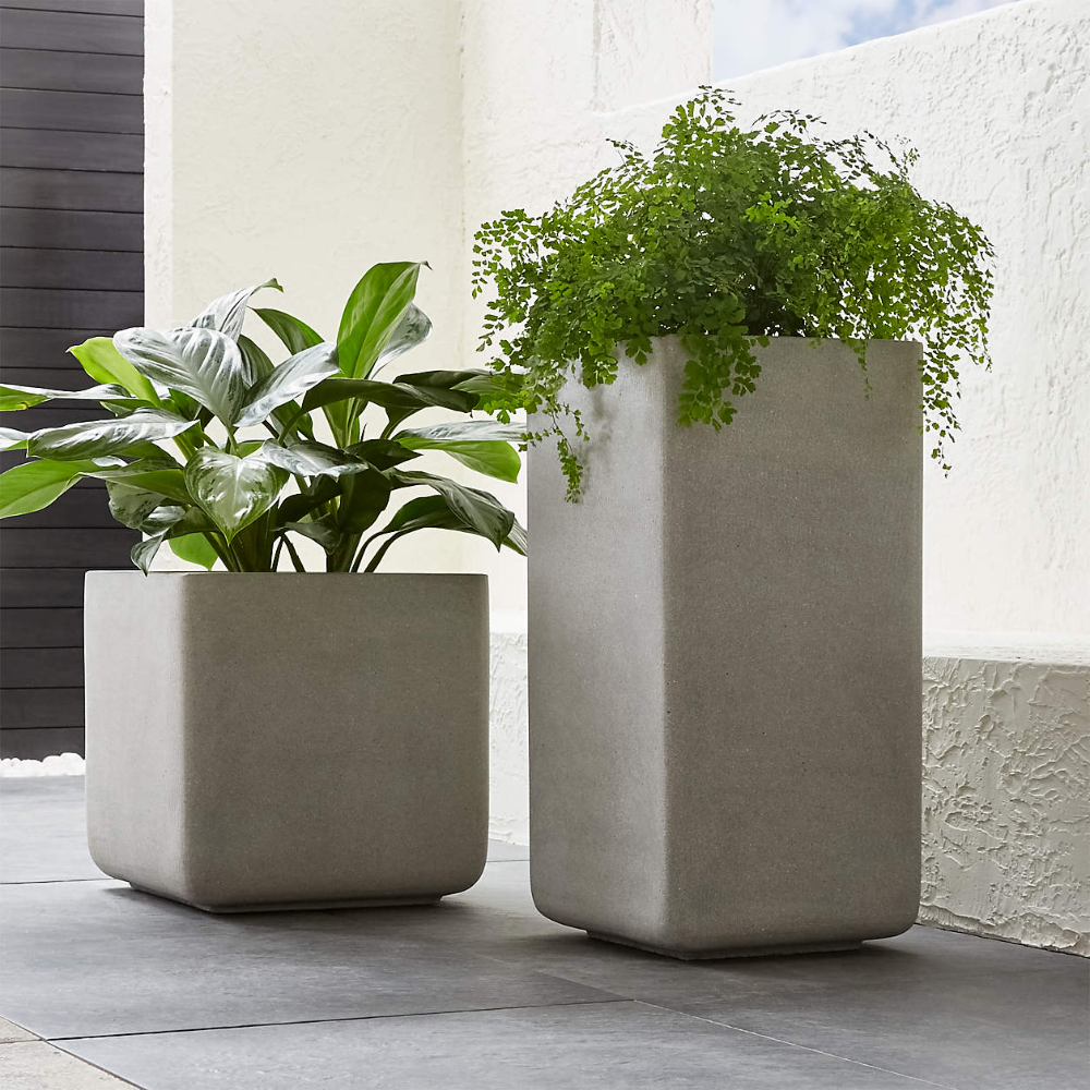 Кашпо для цветов фото Square Tall Outdoor Planter Stylish and Durable