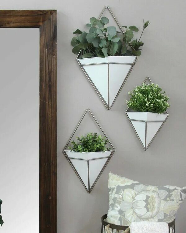 Кашпо на стене в интерьере фото Cordero 3-Piece Metal Wall Planter Set Wandpflanzer, Pflanzen dekor, Pflanzenküb