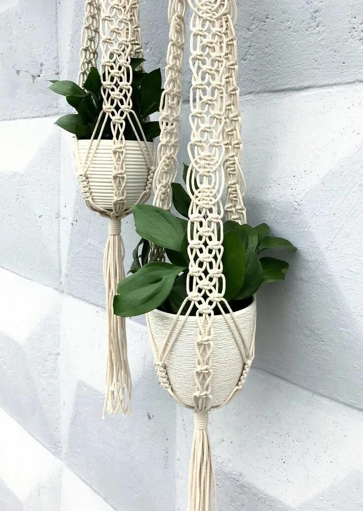 Кашпо подвесное макраме своими руками схемы Macrame Planter Grand Planteur de Macrame Plant Hanger Etsy Cabides de macramé p