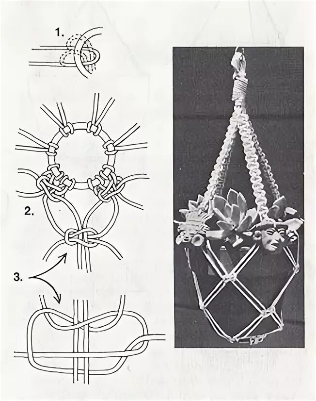 Кашпо подвесное макраме своими руками схемы макраме для начинающих кашпо Макраме, Цветочные горшки, Поделки