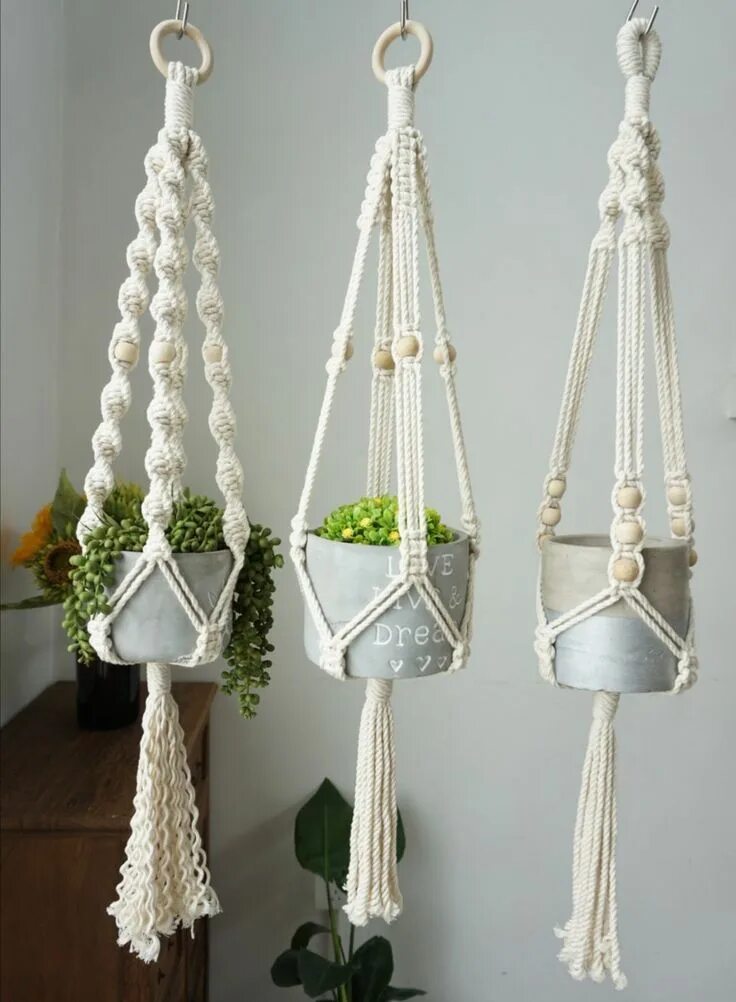 Кашпо подвесное макраме своими руками схемы #Zimmerdecke muster Macrame plant hangers, wall planter indoor wall hangings pla