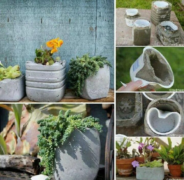 Кашпо своими руками фото DIY Original Concrete Planters Diy concrete planters, Diy garden projects, Diy p