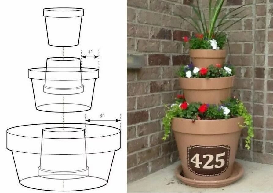 Кашпо своими руками схема 10 Amazing Flower Towers or Tipsy Pot Planters Ideas!- A Cultivated Nest Flower 