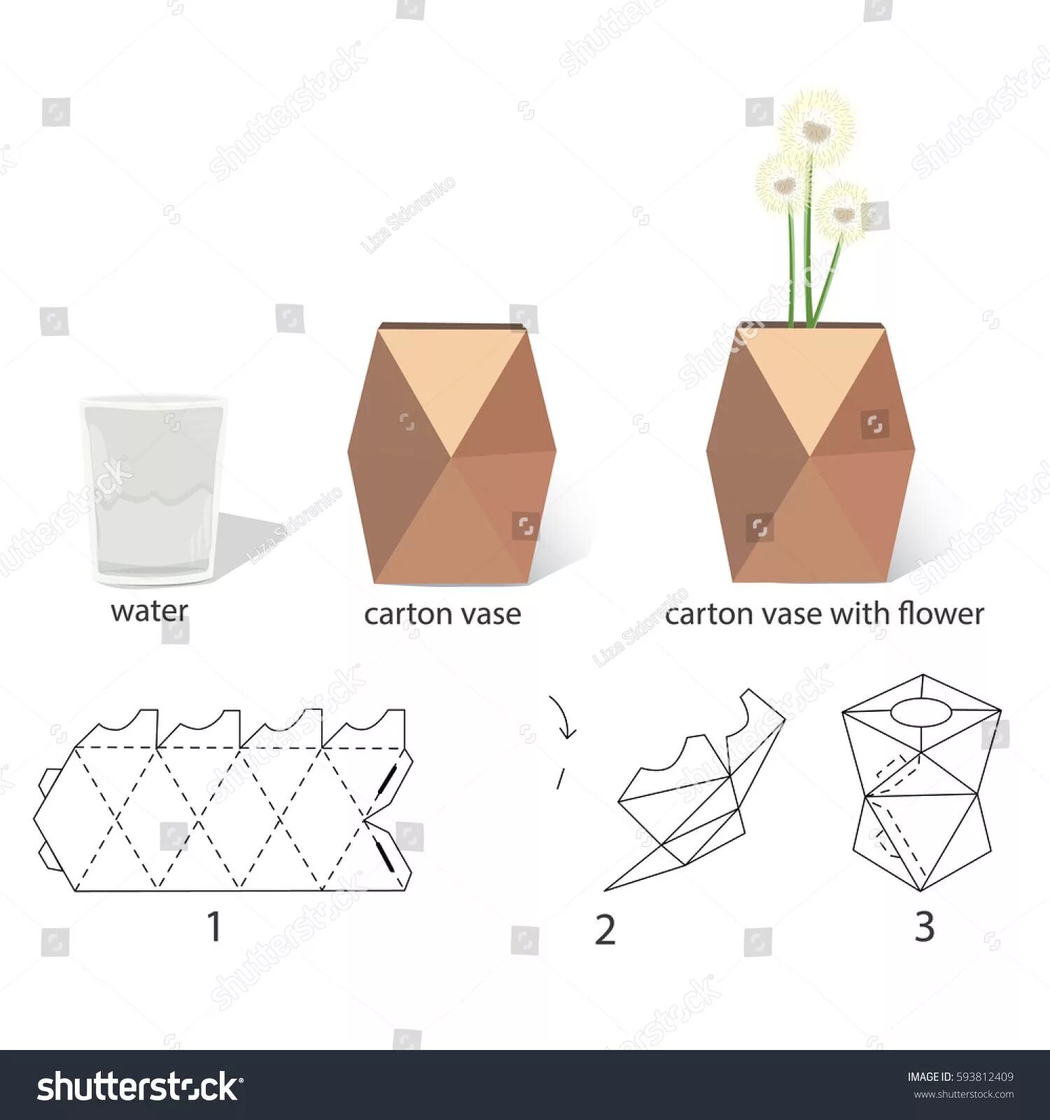 Кашпо своими руками схема cómo montar un jarrón de caja: vector de stock (libre de regalías) 593812409 Shu
