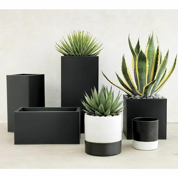 Кашпо в современном интерьере blox tall galvanized matte black planters Modern planters outdoor, Rectangular p