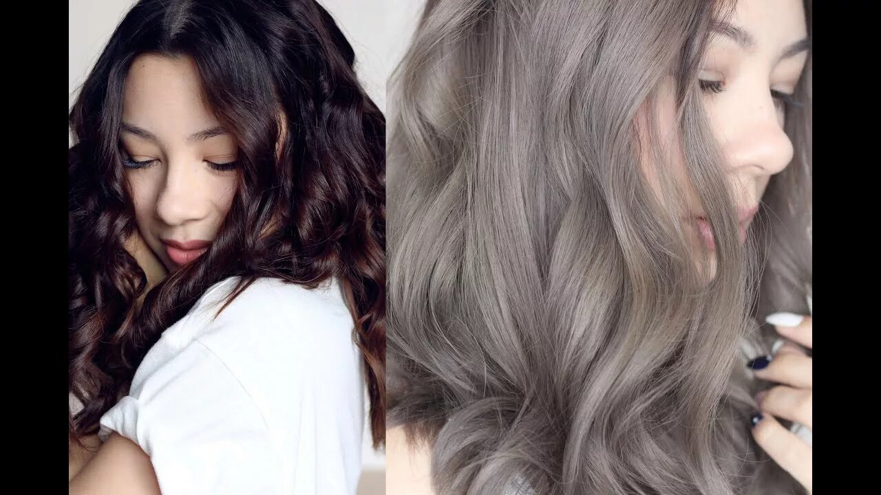 Каштаново серый цвет волос фото GREY HAIR : FROM BROWN TO ASH GREY HAIR - YouTube