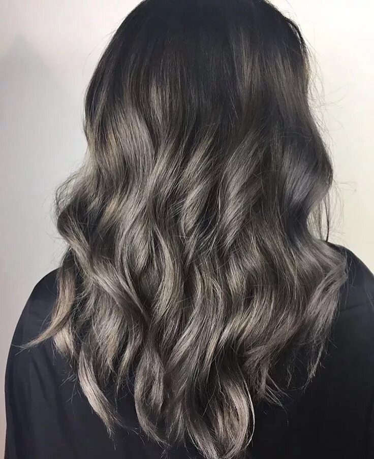 Каштаново серый цвет волос фото Smokey Metallic Silver Balayage Hair by @erinm_hair juju hair lounge Vancouver, 