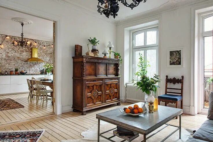 Каштаны в интерьере квартиры фото дизайна Clasicismo intemporal en Goteborg Exposed brick walls, Scandinavian interior des