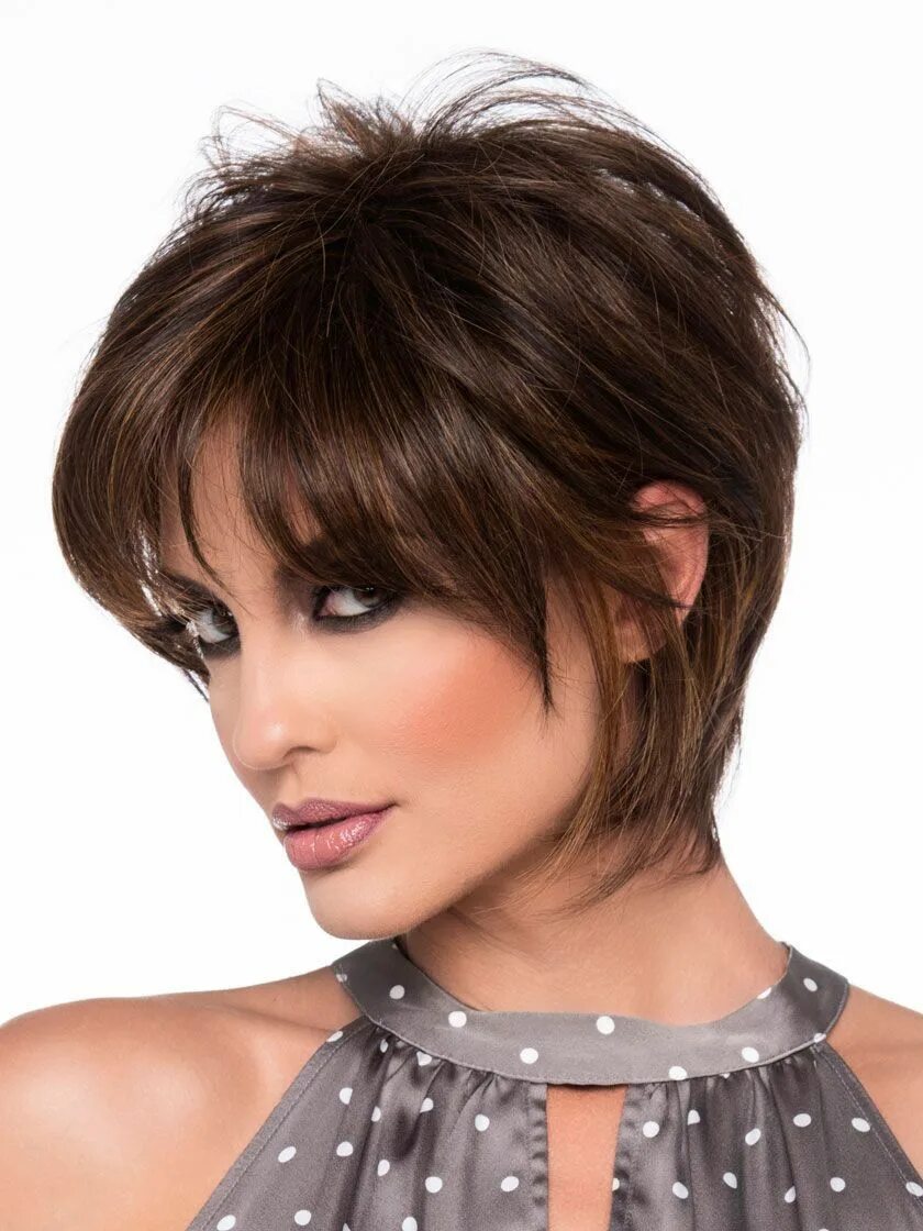 Каскад на короткие темные волосы фото Whitney Human Hair Blend Wig Curly hair styles, Short hair cuts for women, Human